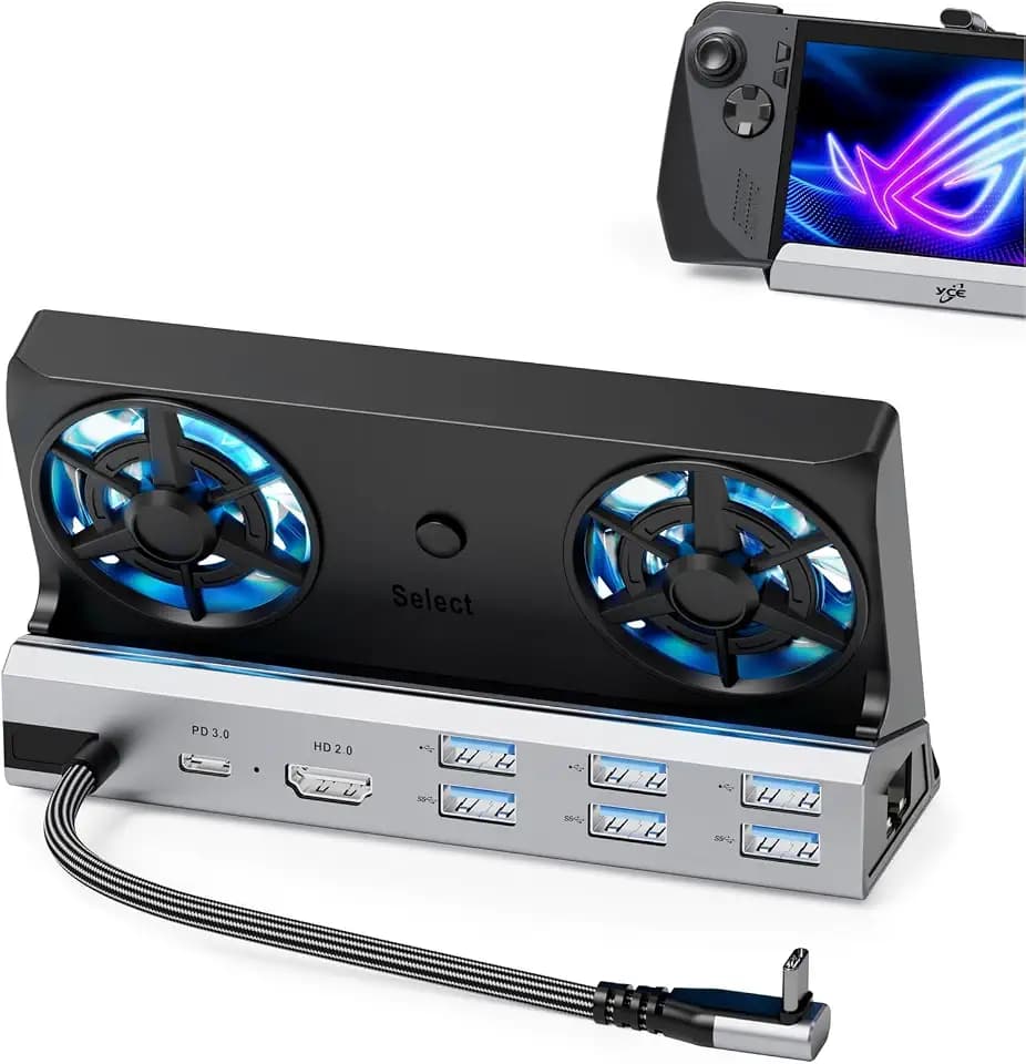 Handheld Gaming Console Dock with Dual RGB Fans, Supporting 4K at 60Hz