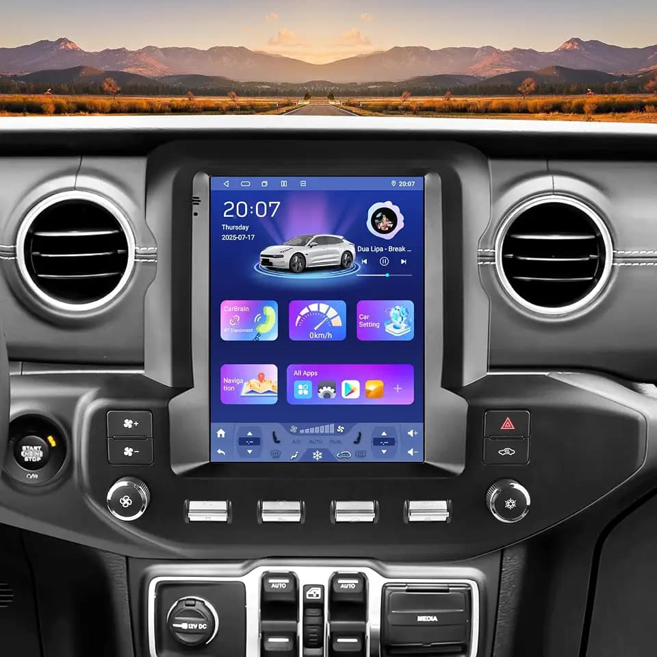 Android 14 Stereo Car Radio for Jeep Wrangler JL/Gladiator (2018-2023), 8Core 4G+64G GPS Navigation with 9.7 inch QLED Touchscreen via Carplay Android Auto SWC Bluetooth5.4 EQ USB TPMS