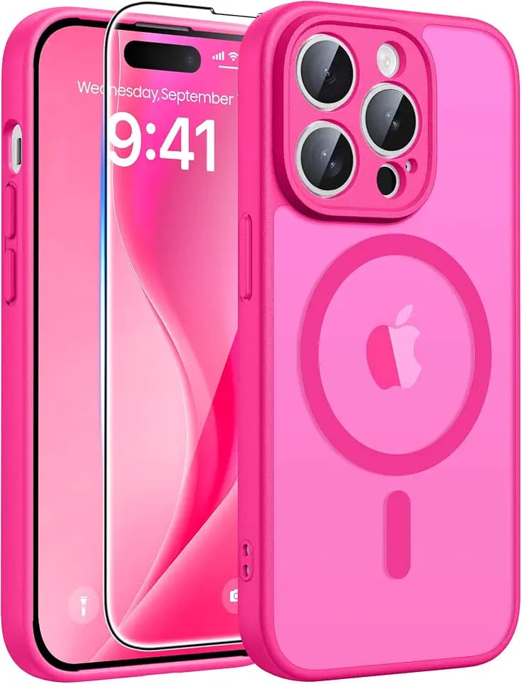 FNTCASE for iPhone 14 Pro Max Case, Fit for Magsafe, Glass Screen Protector