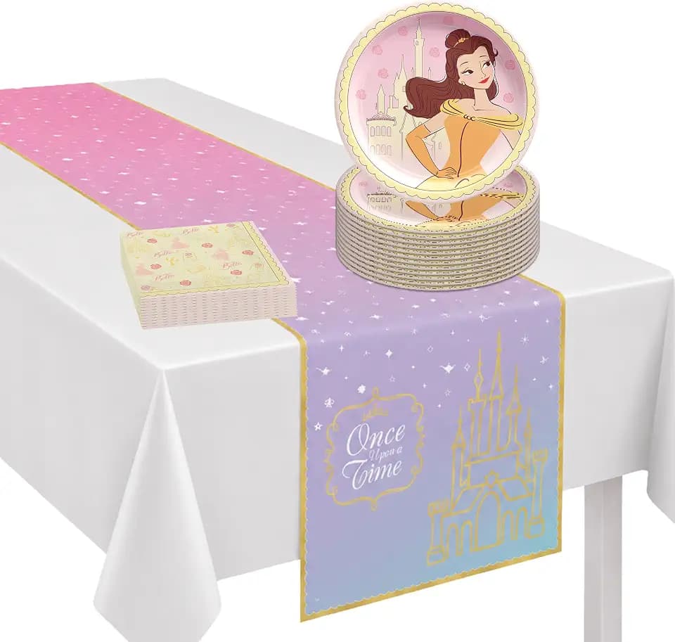 Party City Officially Licensed Disney Princess Belle Pre-K/Kindergarten Tableware Kit for 8