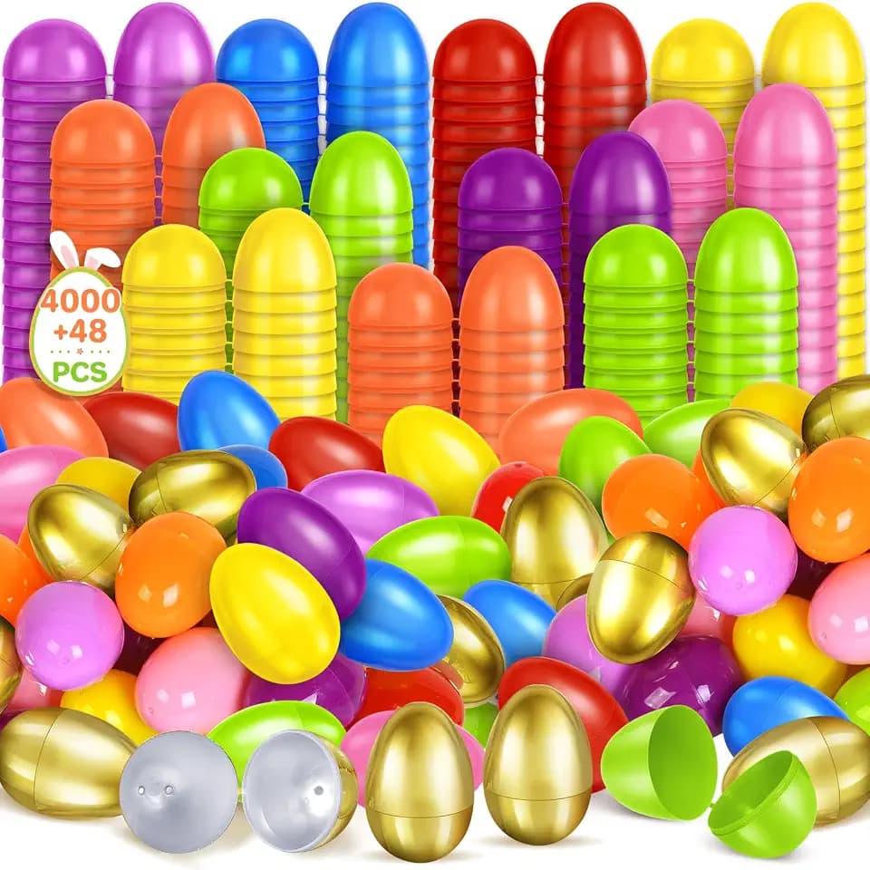 SpringFlower 4000 PCS 2.3" Plastic Easter Eggs With 48 Golden Easter Eggs