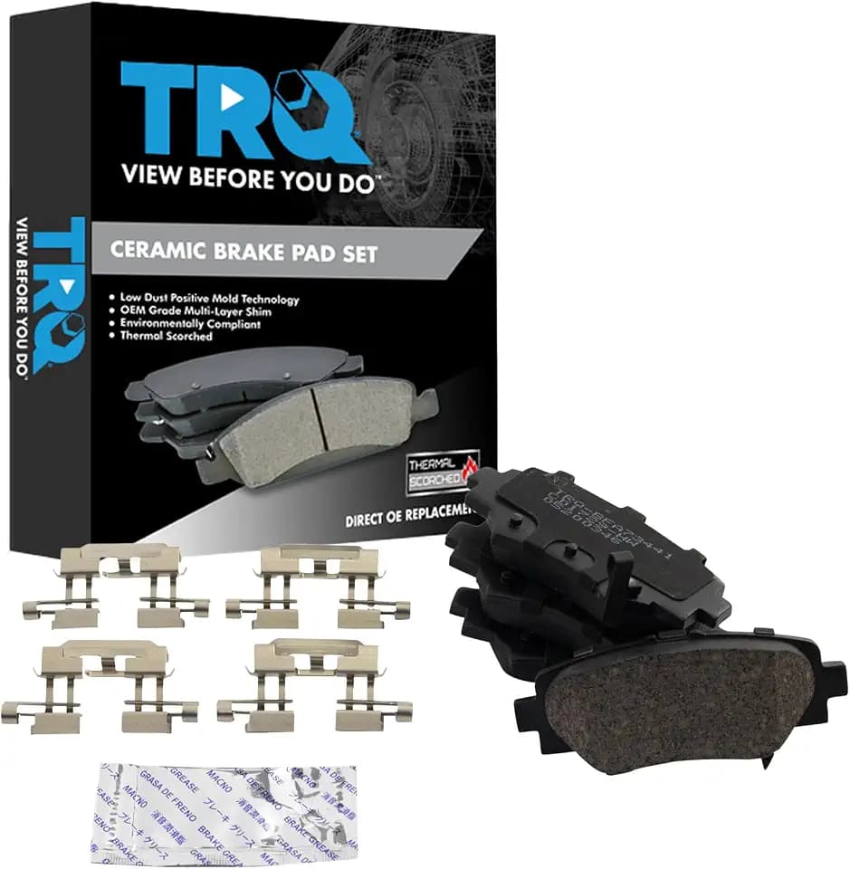 TRQ Rear Brake Pads Ceramic Hardware Wear Sensor