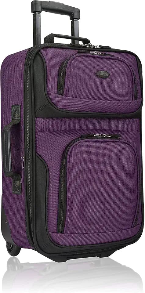 U.S. Traveler Rio Lightweight Softside Rolling Carry-on Suitcase, 2-Wheel Single, Purple