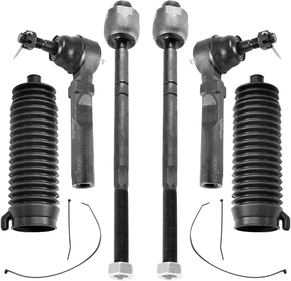 ASTARPRO 2WD 6pcs Steering Kit Front Inner and Outer Tie Rods with Boots Compatible with 1999-2006 Chevy Silverado 1500 GMC Sierra 1500