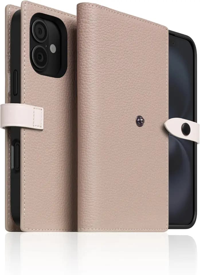 SLG D8 Edition Full Grain Leather Wallet Case for iPhone 16 - [2-in-1] Handcrafted Detachable Diary Style with Magnetic MagSafe Back Cover and Snap Closure, Gift Box Included (Light Cream)