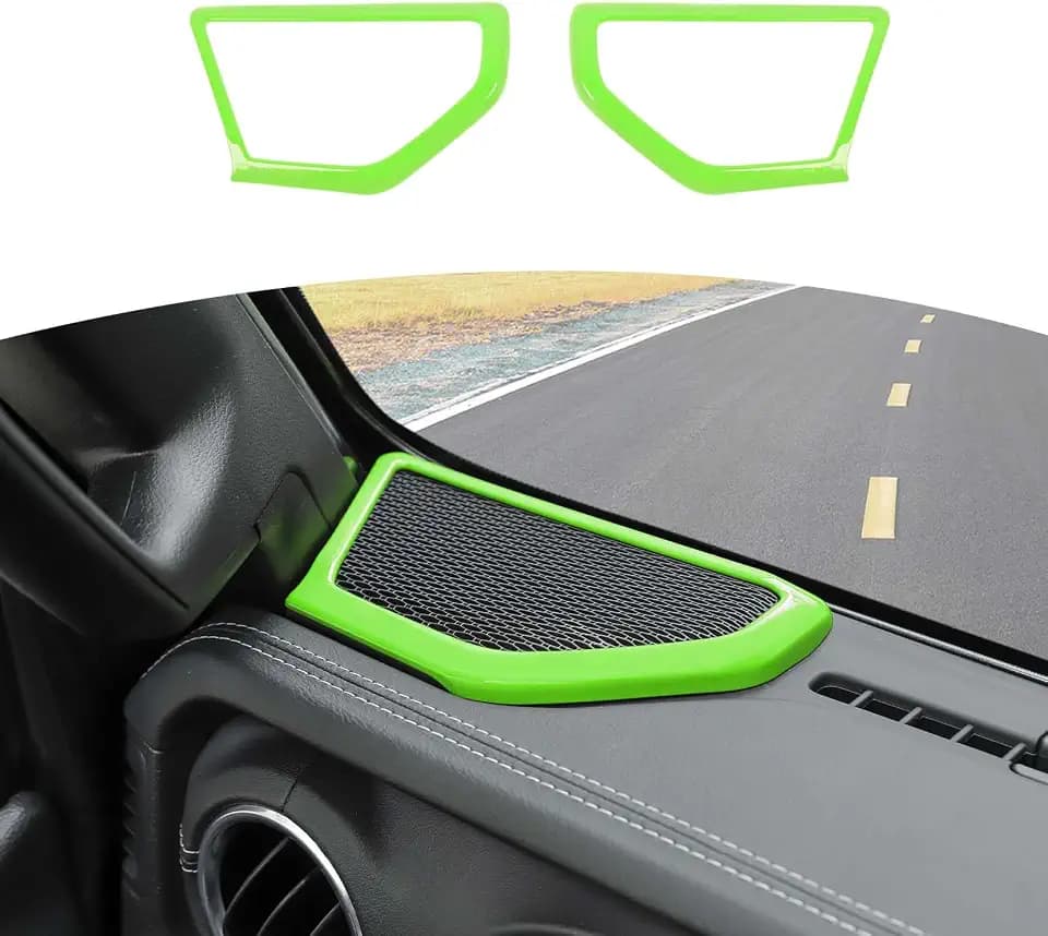 RT-TCZ for Wrangler JL Green A Pillar Speaker Trim Cover for Jeep Wrangler JL JLU 2018+ for Gladiator JT 2020+ ABS Interior Accessories 2pcs