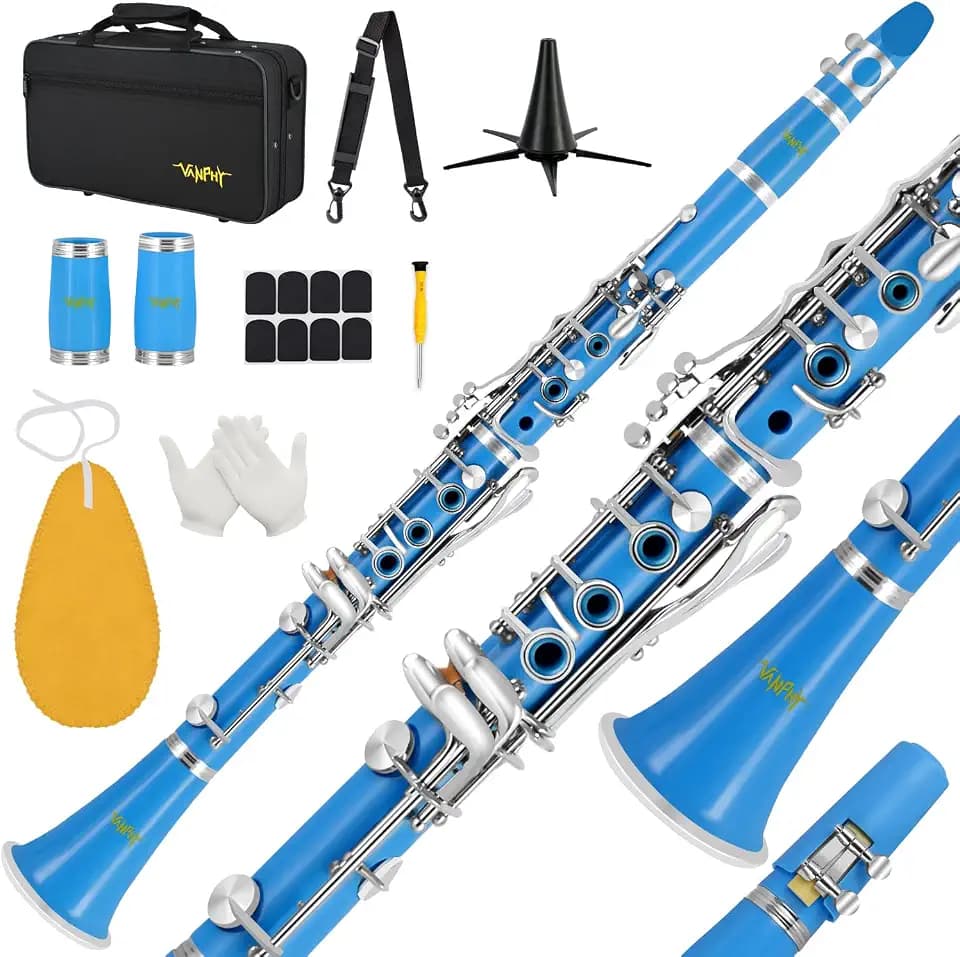 Bb Clarinet 17 Keys Flat B Clarinet for Beginners & Students Blue