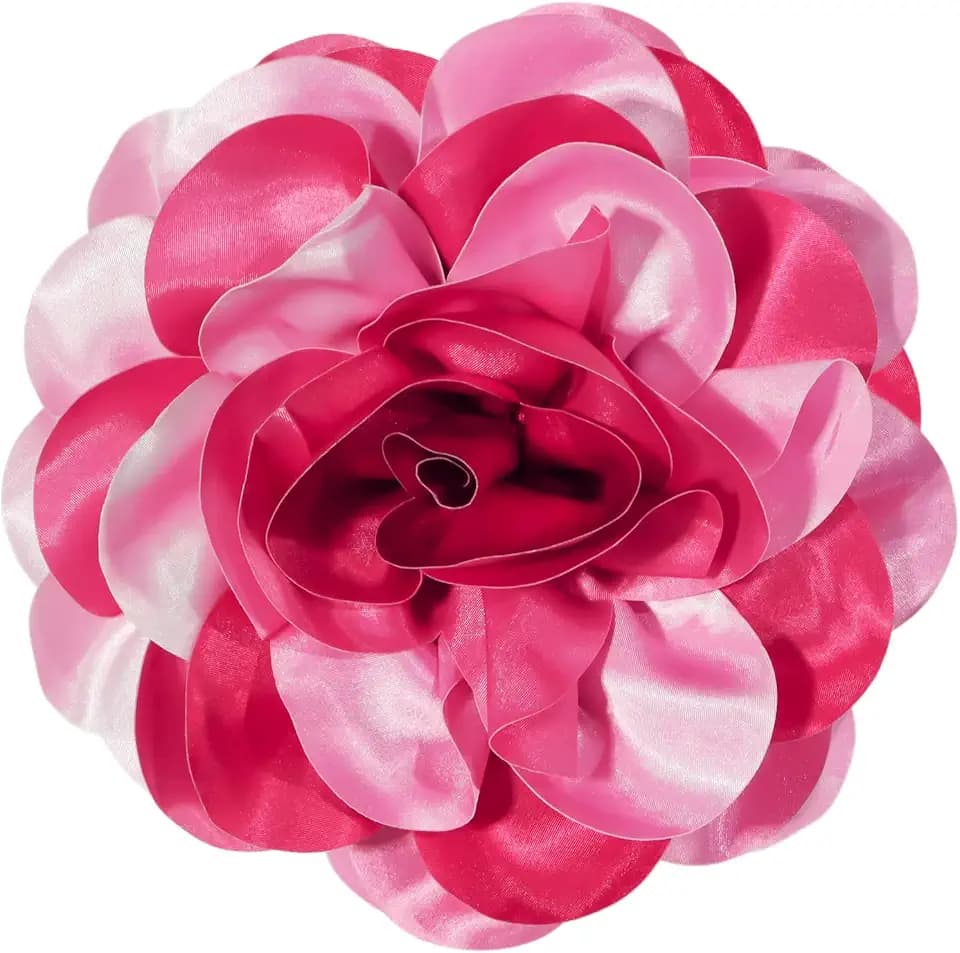 7.5in Extra Large Rose Brooch Valentine's Day Exquisite Shiny Satin Camellia Brooch Oversized Flower Brooch Lapel Pin,Suitable For Women Dance Banquet Wedding Hair Clothing Accessories