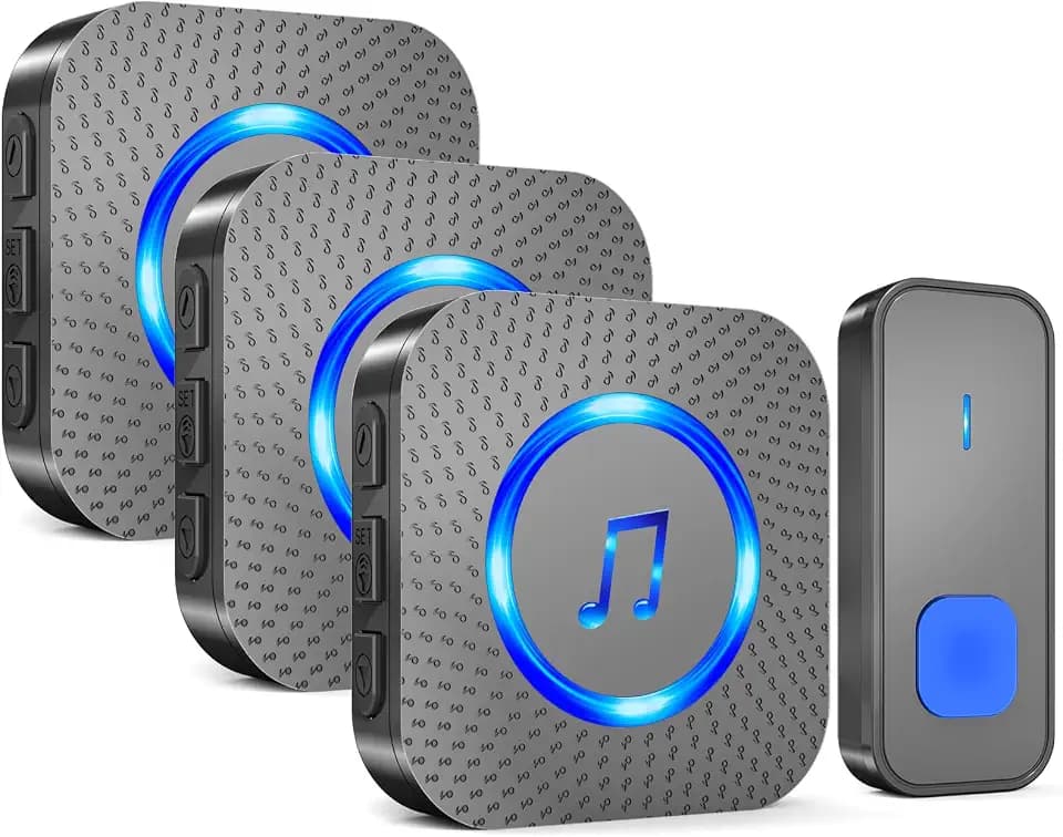 SURFOU Wireless Doorbell 1 Button 3 Receivers, 1300ft Range, 55 Chimes