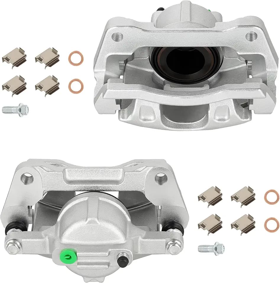 Front Disc Brake Caliper Assembly with Bracket fit for Dodge, Chrysler, Jeep, Ram and Volkswagen - Town & Country, Grand Caravan, Wrangler, Liberty, Routan, C/V, Nitro, 2PC 18-B5044 + 18-B5045