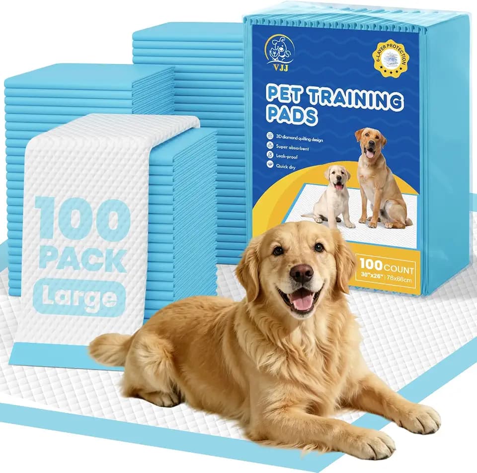 VJJ Puppy Pads 100 Count 30"x26", Great Value Potty Pads for Dogs XL, Large Pee Pads Piddle Pads for Pet Training, Leak-Proof Dog Pee Pads for Doggy Daily Use