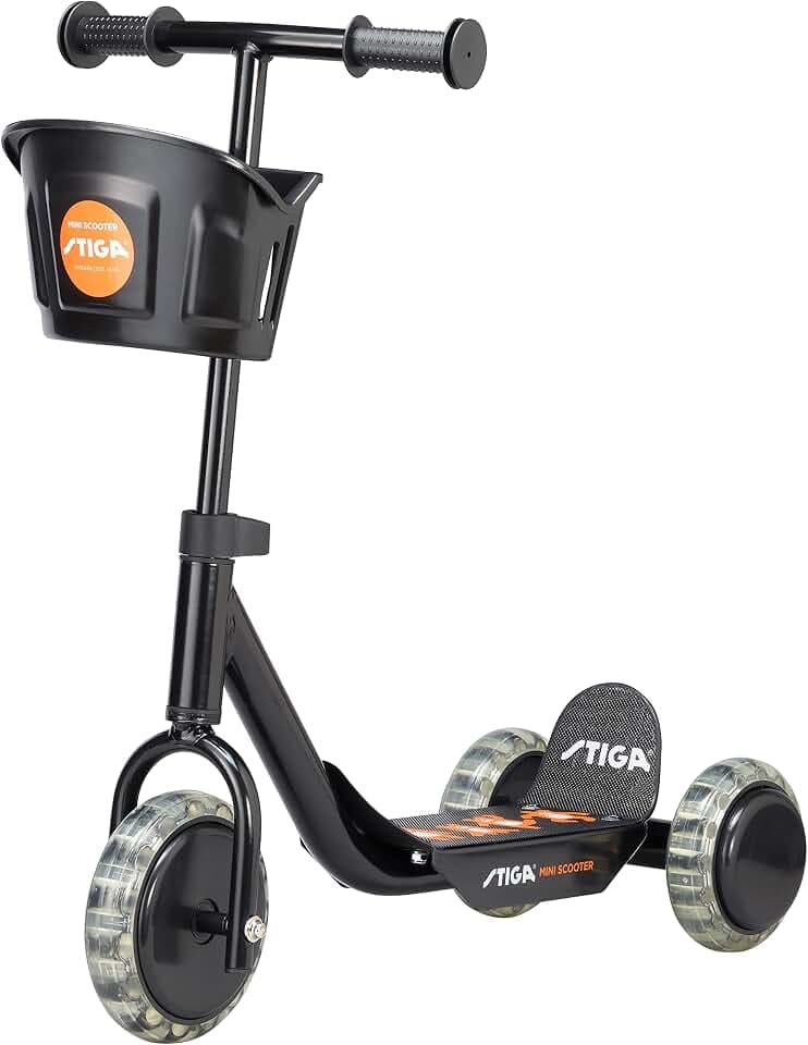 Stiga Mini Kid 3W Kinderroller mit 3 Rädern, für Kinder ab 2 Jahre - Schwarz/Orange
