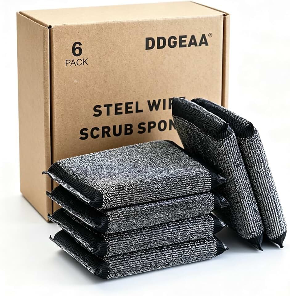 Steel Wool Scrub Sponges, Non Scratch Kitchen Dish Scrubbers