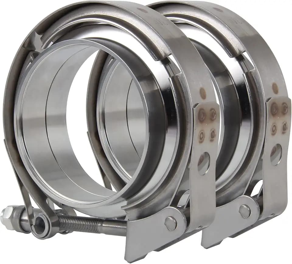2 Pack 3.5" Inch Exhaust Clamp 304 Stainless Steel V Band Clamp with Flanges for Exhaust System Turbo Downpipe 2Pcs