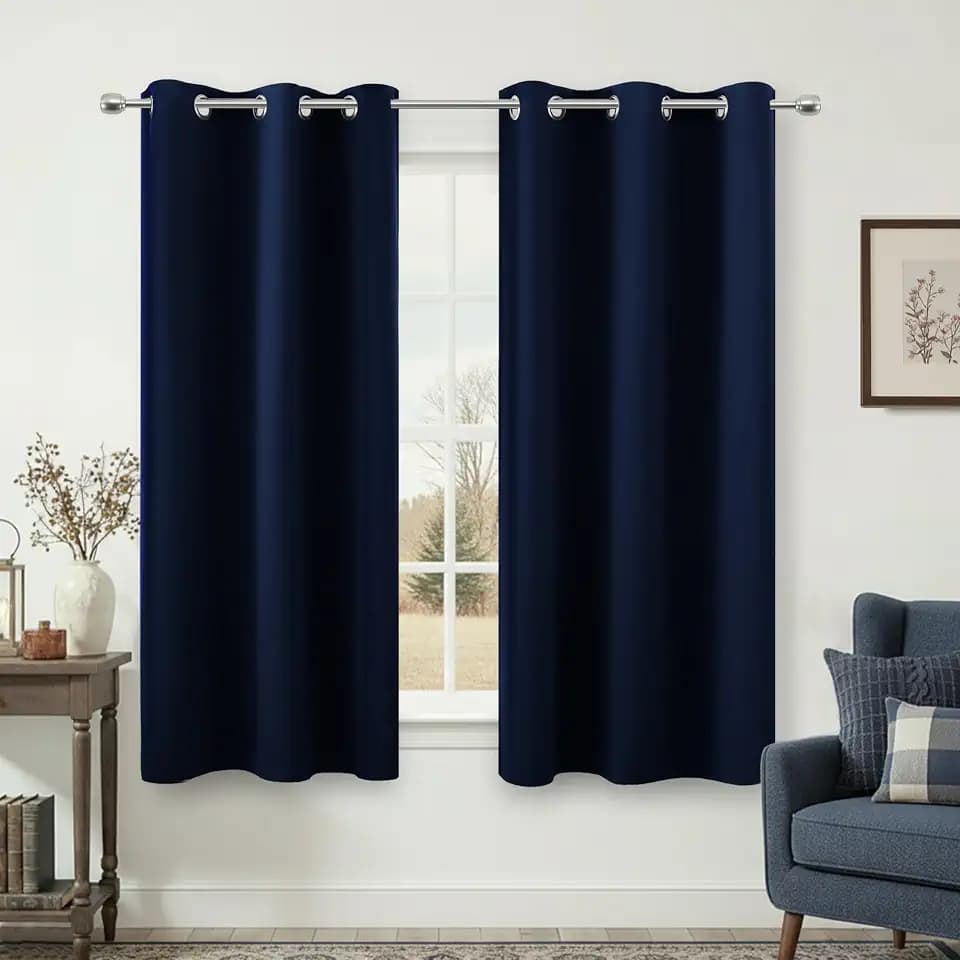 KOUFALL 54 Inch Length Curtains for Bedroom Men Room Decor Darkening Grommet Insulating Curtains for Living Room Bathroom Wide Dark Navy Midnight Blue 42 by 54 Inches Long