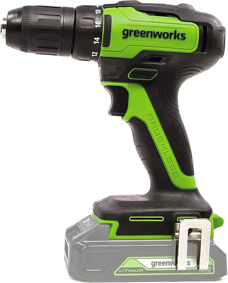 Greenworks GD24DD35 Akku Bohrschrauber mit bürstenlosem Motor, 0-1450 U/min, 2 Stufen, 35 Nm Drehmoment, OHNE Akku & Ladegerät, Tasche, 3 Jahre Garantie