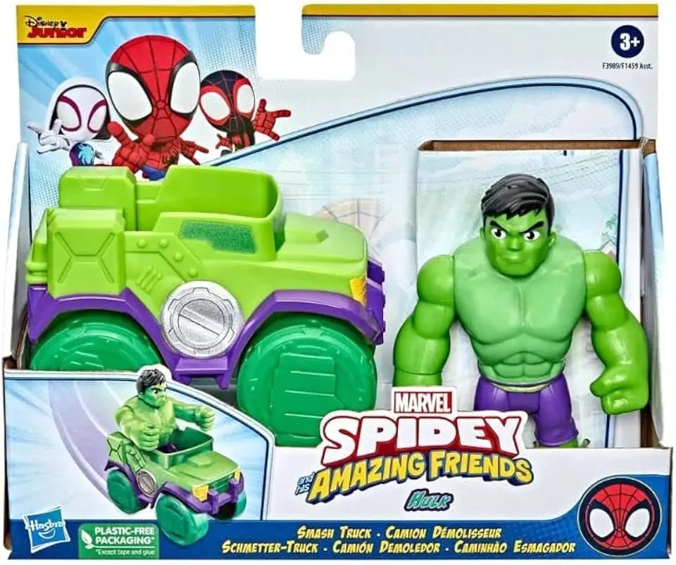Marvel Spidey & His Amazing Friends Action Figures Superheroes + Villains (Choose Figure) (Hulk Vehicle Set)