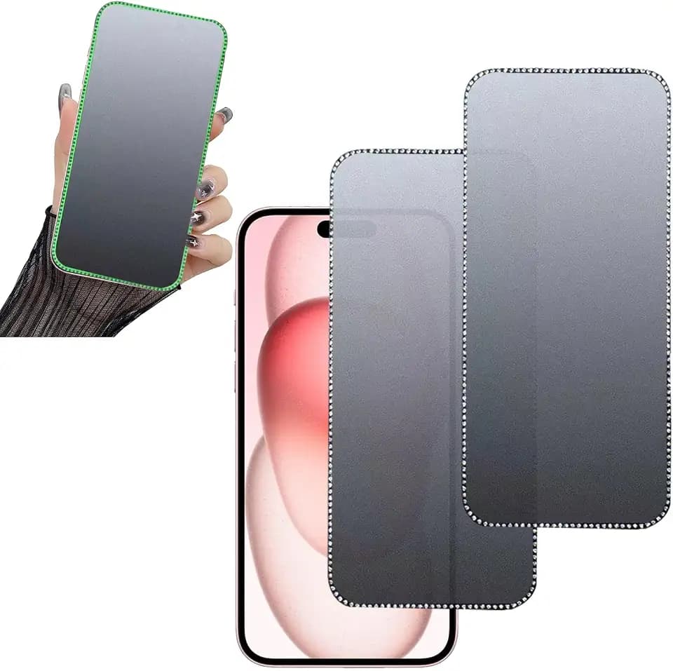 2PCS Glitter Matte Screen Protector for iPhone 16 Plus/15 Plus/14 ProMax 6.7 Inch, Diamond Bling Shiny Shine on Night Sparkling Tempered Glass