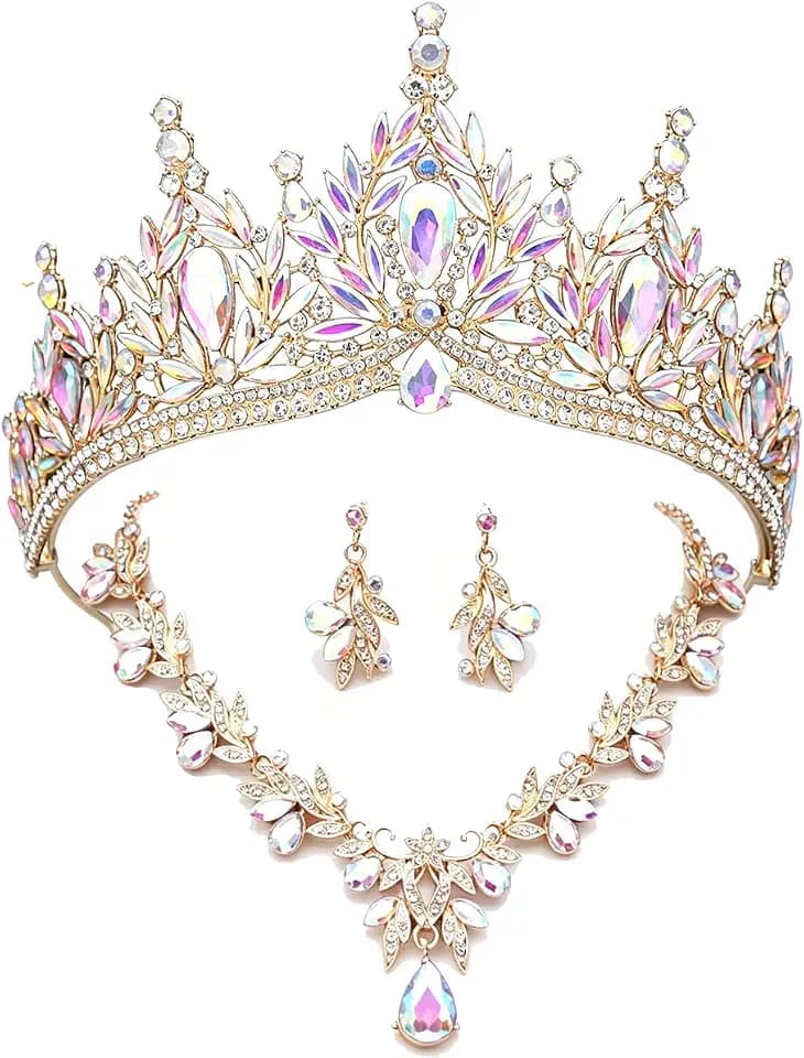 Large Tiara Crown Matching Jewelry Sets for Women