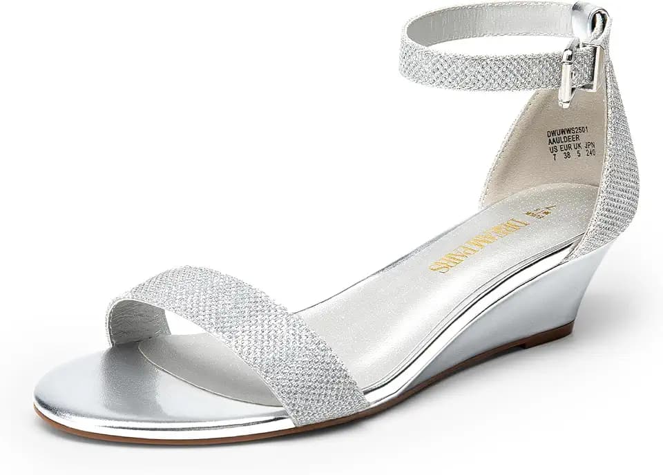 DREAM PAIRS Women's Ingrid Ankle Strap Low Wedge Sandal