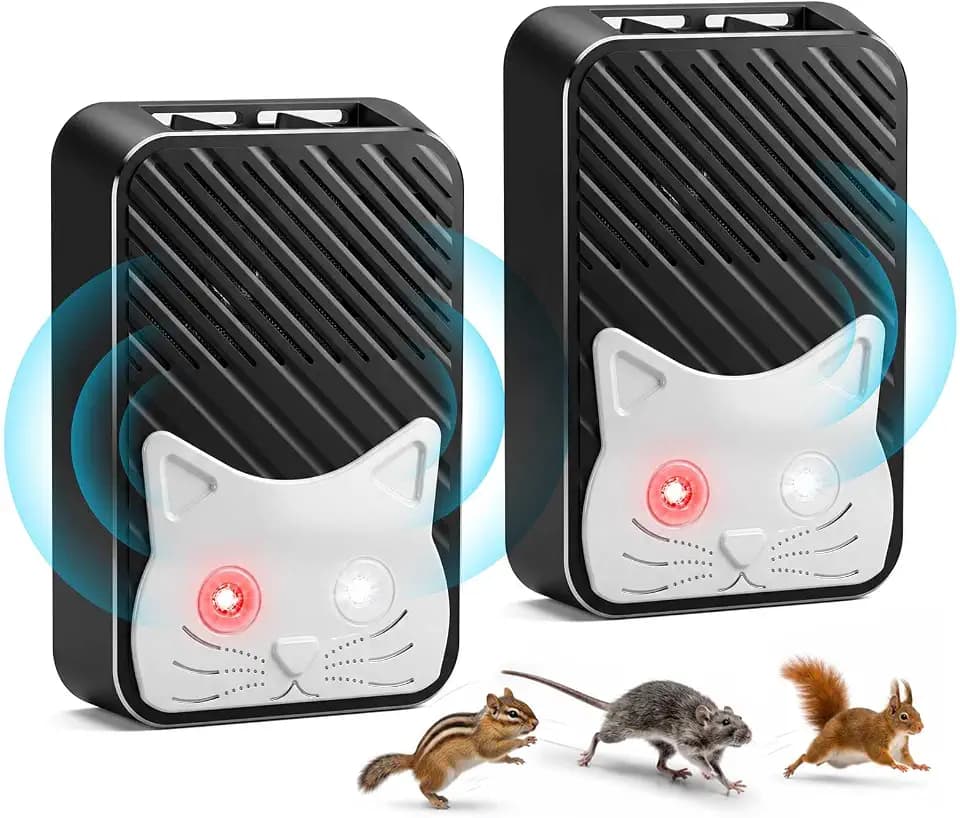 2PCS Marderschreck Auto 12V-24V, Ultraschall Marderabwehr mit LED-Blitzlicht & Signalton, 3-fache Stromversorgung über Autobatterie, USB & AA Batterie, Tiervertreiber gegen Marder Mäuse Nagetiere