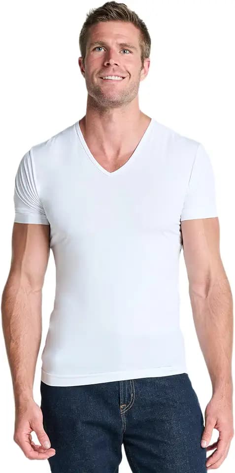 Jockey 24/7 Microfiber Air V-Neck Shirt - T-Shirts für Herren im 2er Pack, Slim Fit T-Shirt mit 4-Wege-Stretch, Kurzarm-Shirt mit V-Ausschnitt, figurbetontes Basic Shirt, 2er Set