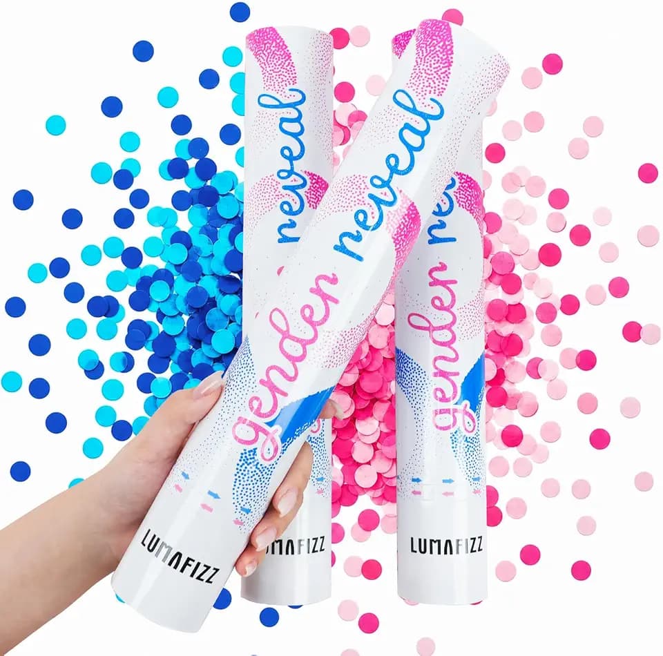 Gender Reveal Confetti Cannon Biodegradable - Pink & Blue 2 Pack