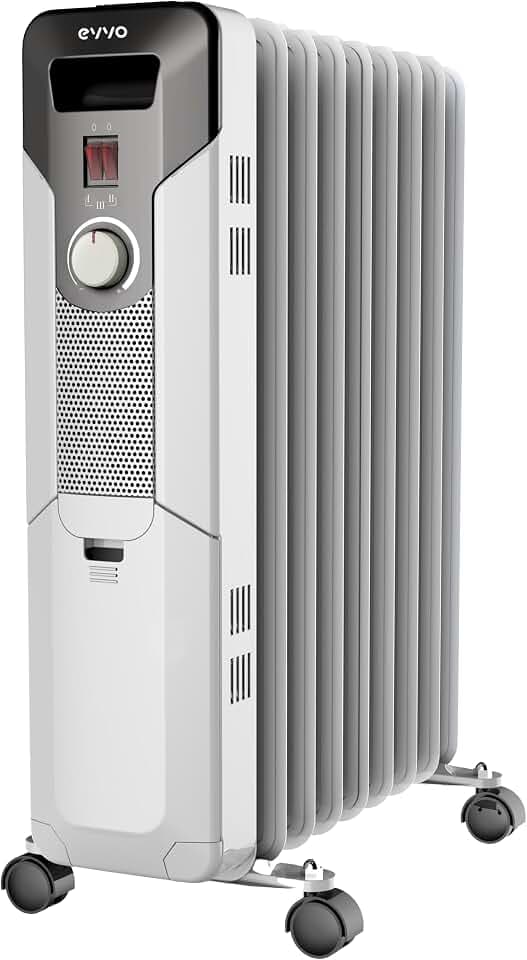 Ölheizkörper EVVO C9, weiß, 2.000 W, bis zu 20 m², effizient, 3 Modi, einfacher Transport, Sicherheit Überhitzung