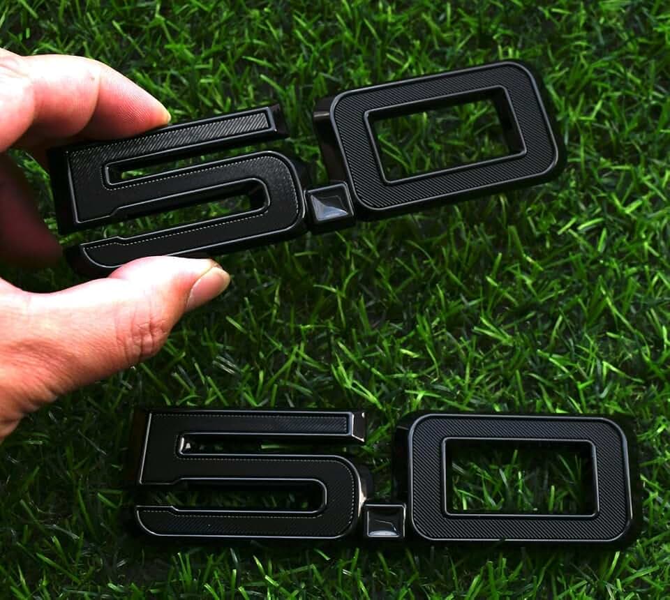 Pair Set 5.0 Emblem Door Side 3D Badge Compatible with 2024-2025 Mustang GT Dark Horse PR3Z-16228-D (5.0-Black)