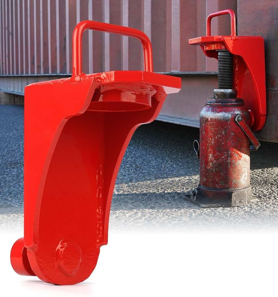 Heavy-Duty Shipping Container Jack Lug with U-Shaped Handle, Storage Container Leveler Booster, Red