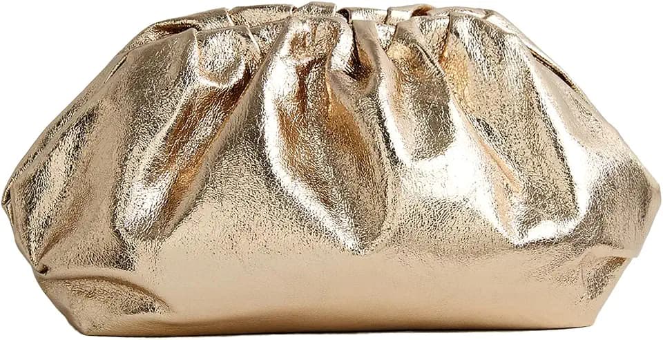PHILOMENA Elegante Clutch aus veganem Leder für Damen, weiche plissierte PU-Abendbörse für Hochzeiten, Abschlussbälle