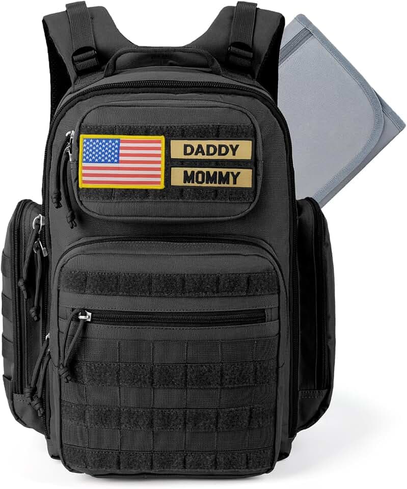 MIRACOL Outdoor Military Diaper Bag: Tactical Style Baby Backpack with Insulated Pockets & Changing Pad - Hiking Camping Essentials for Active Dads