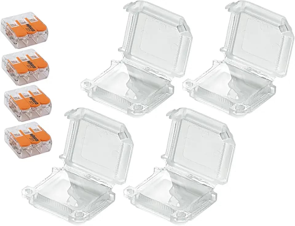 Zenitech 4er-Set wasserdichte Anschlussboxen S221, IPX8, Orange, 4 Anschlüsse, 3 Eingänge, schnelle und sichere Installation, ideal für vergrabene oder untergetauchte Kabel, universelle Kompatibilität