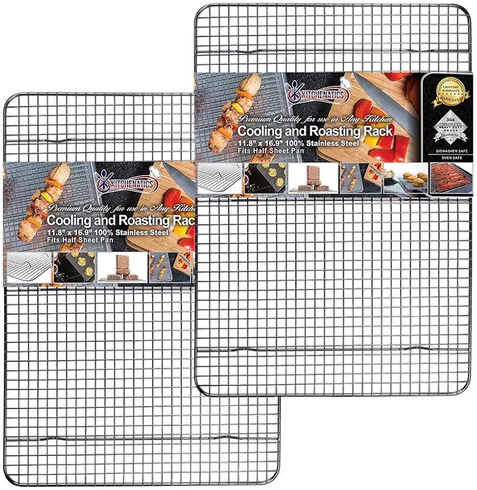 KITCHENATICS Half Sheet Cooling Rack Stainless Steel Oven Safe Set of 2
