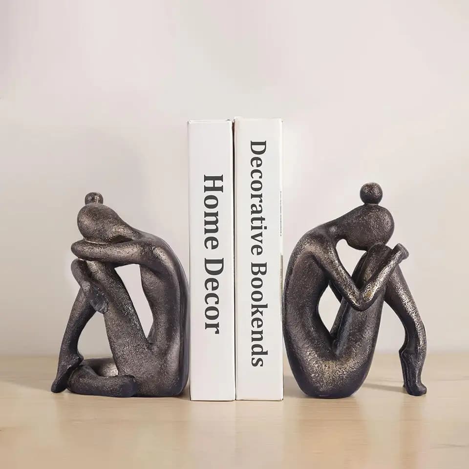 Dekorative Buchstützen aus Kunstharz, rutschfest, für Zuhause, Büro, Wohnzimmer, Arbeitszimmer, kreative Regale, Bürodekorationen, 2 Stück (Buchstütze01)