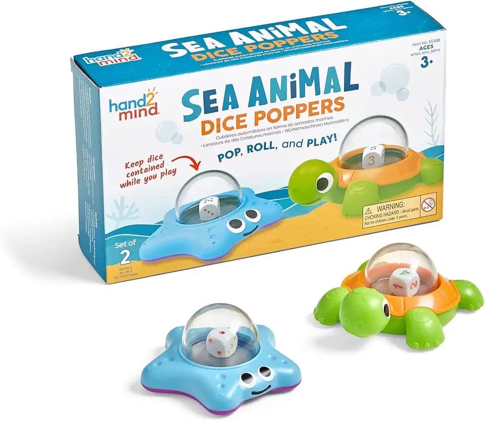 hand2mind Sea Animals Dice Poppers, Set of 2