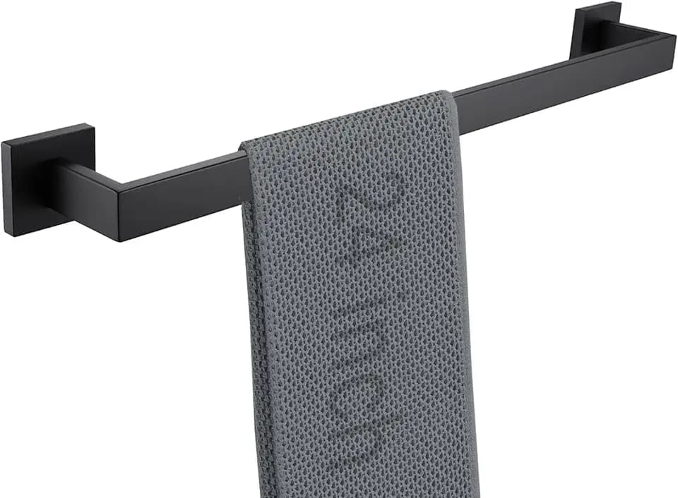 LANC 24 Inch Bath Towel Bar for Bathroom Wall Mounted, Matte Black Towel Hanger Square Towel Rack Stainless Steel Shower Towel Rail Towel Rod Kitchen Lavatory Hand Towel Holder, A8804MB-6P1