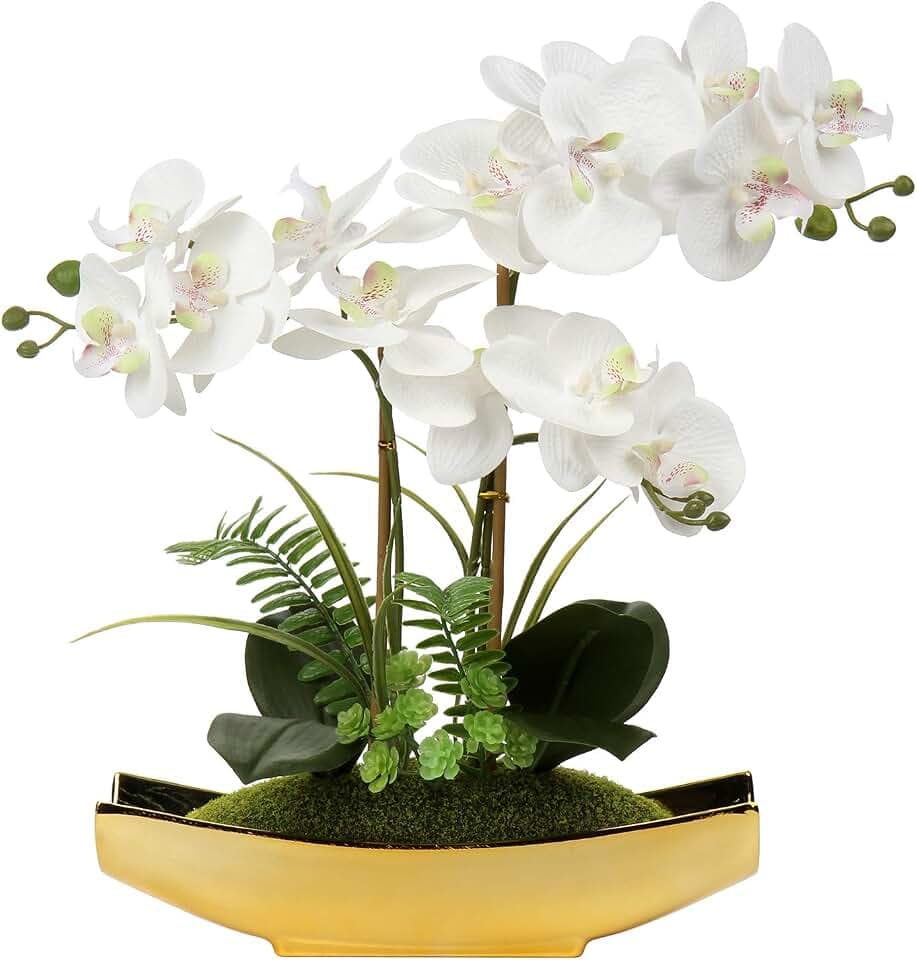 Briful Kunstblumen wie Echt Orchideen Künstliche Blumen im Topf Phalaenopsis Kunstorchidee Bonsai Deko Frühling für Badezimmer Wohnzimmer Tischdeko, Höhe 38CM