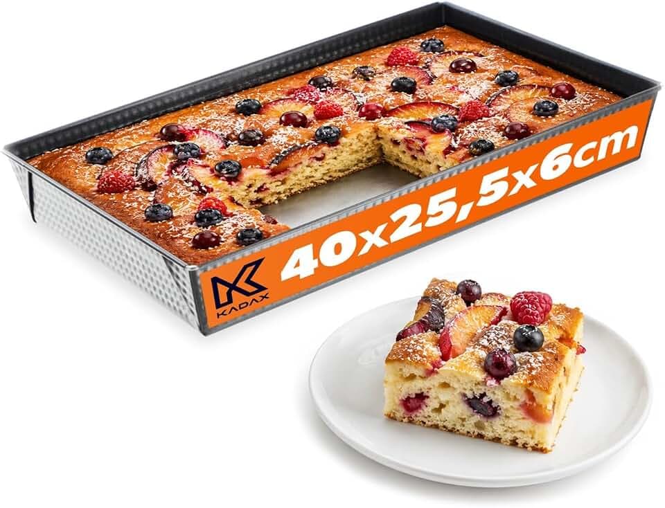 KADAX rechteckige Backform, Backblech in 3 Größen, hohe Blechränder für Kuchen, Toastbrot, Käsekuchen, Brownie, pflegeleichte Kastenform, Wärmeverteilung (40 x 25,5 cm, Schwarz)
