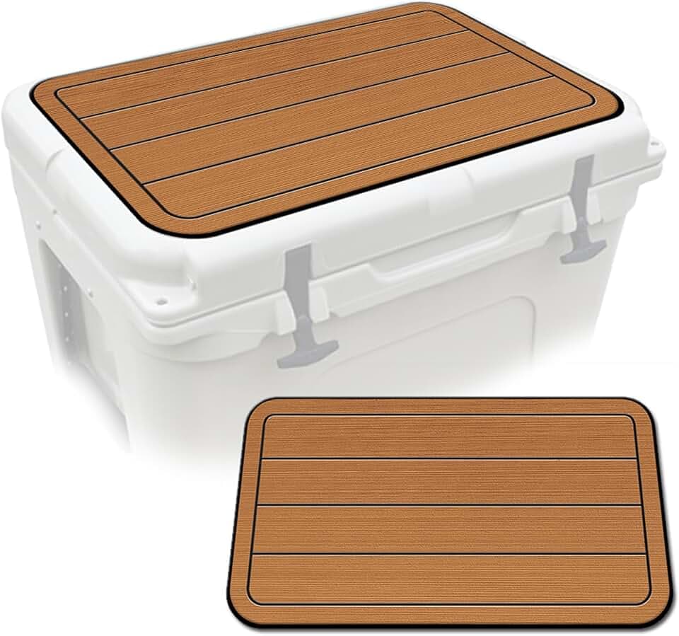 USATuff SeaDek EVA Mat Cooler Pad fits YETI | Peel & Stick Application | Non Slip Comfort Accessories - Teak Lines (Mocha-Black)