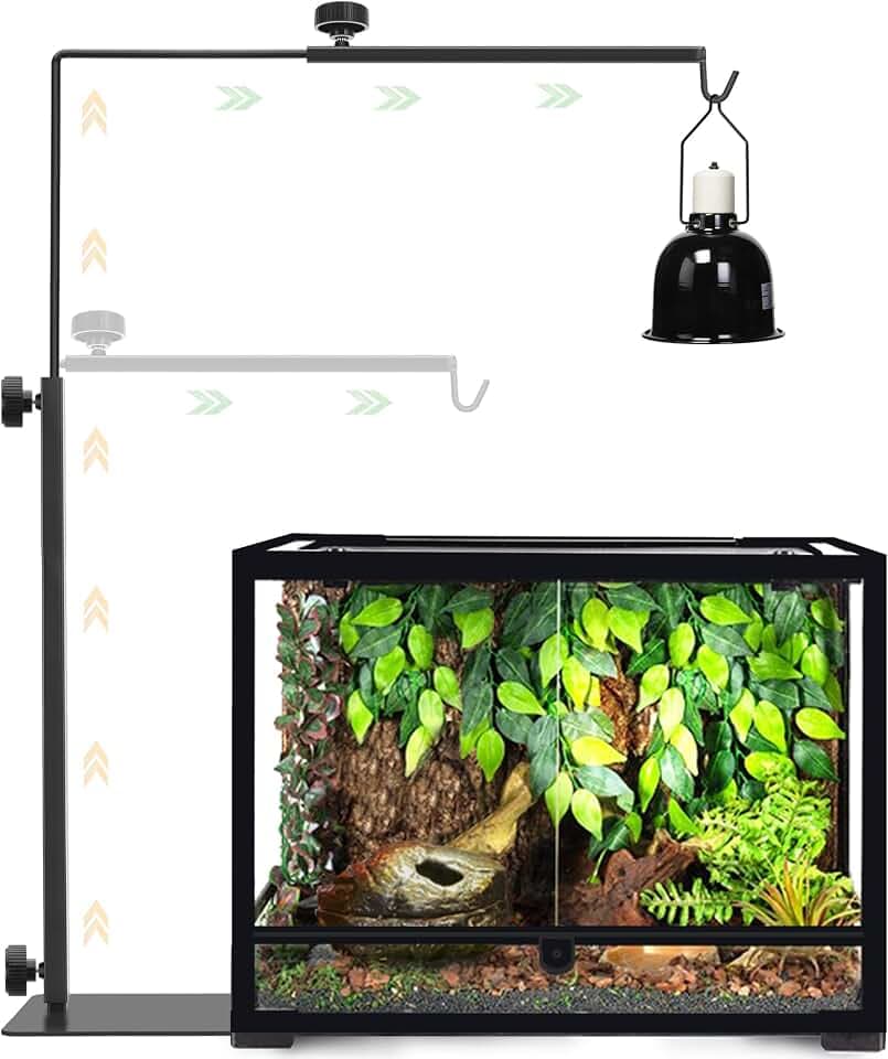 Reptile Lamp Stand 35 zu 66cm verstellbar Wärmelampe Halter Lampenständer Standfuß, Höhe einfach zu verstellen, geeignet für alle Reptilien-Kuppel-Lampen, Groß