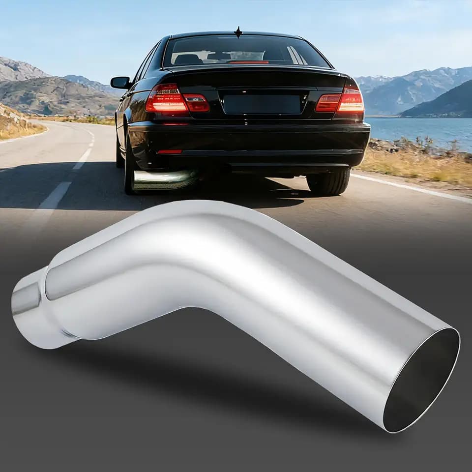 Exhaust Elbow Tip 4" Inlet 5" Outlet 23'' Long Diesel Exhaust Pipe Elbow, Heavy-Duty Steel Chromed Elbow Exhaust Tip for Pickups Trucks and Cars
