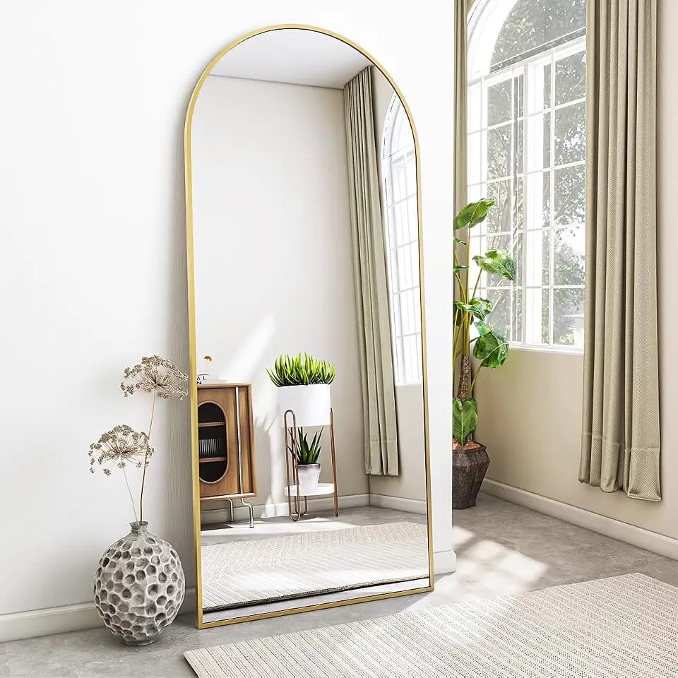 Koonmi Ganzkörperspiegel Bogen 165 x 61 cm Gold, Stabiler Rahmen im Alltag