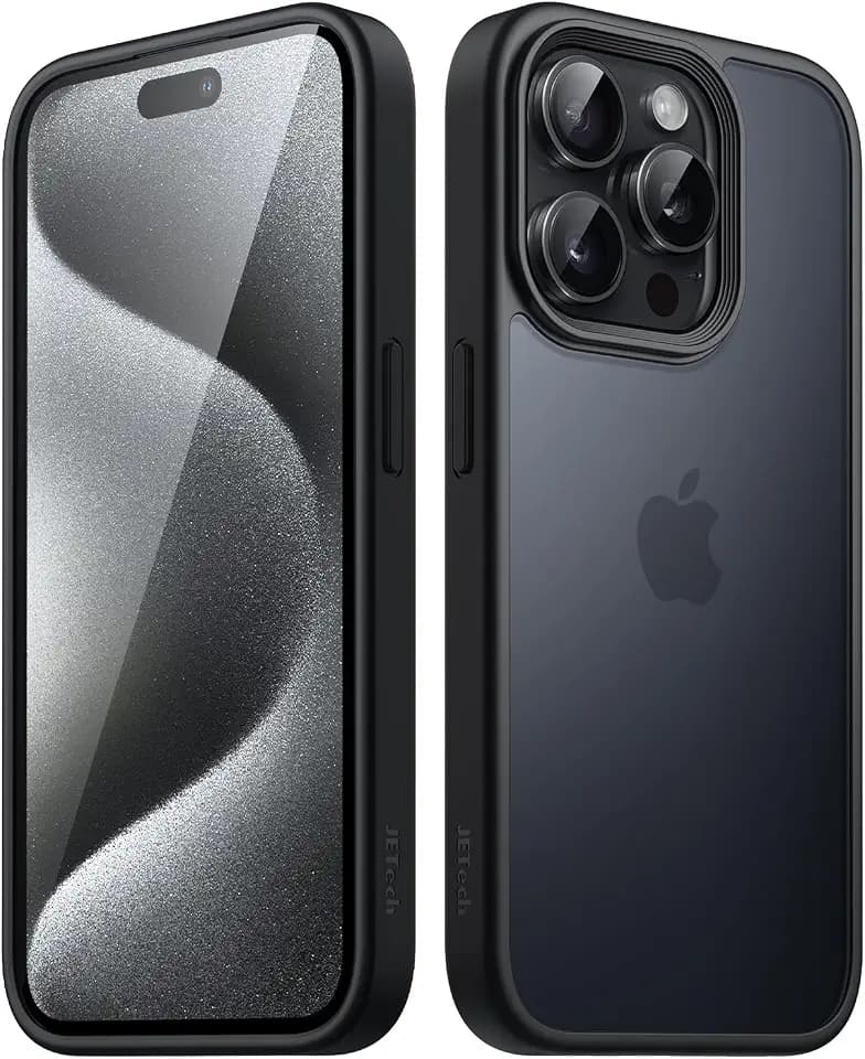 JETech Matte Case for iPhone 15 Pro, Black