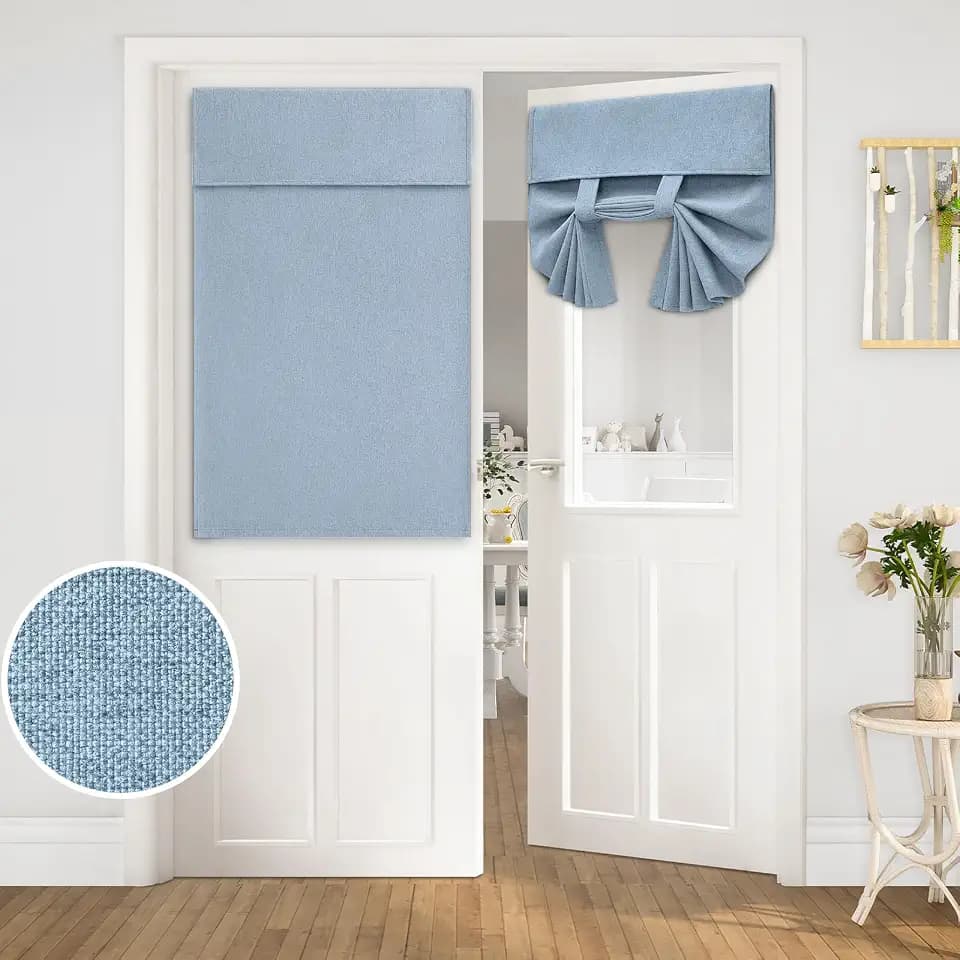 HOMEIDEAS Blackout Door Curtains for French Door 26x40 Inch Light Blue