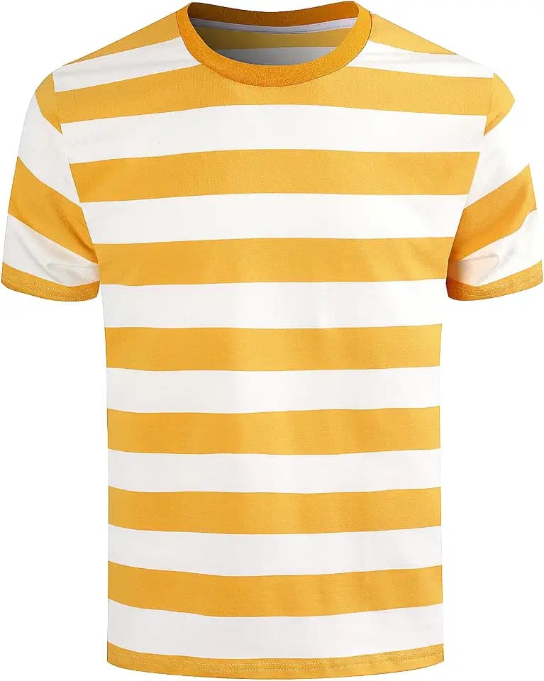 Herren Breit Gestreifte Baumwolle Kurzarm T-Shirts
