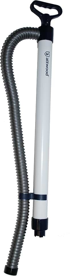 Attwood Manual Bilge Pump for Boats, 24-Inches, Includes 32-Inch Hose, Hand Water Pump for Kayak, Canoe and Dinghy, Portable Handheld Siphon Bailer, 8 GPM, 11596-2