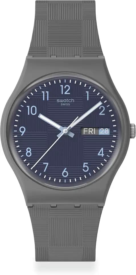Swatch Unisex Casual Watch Grey Bio-sourced Quartz Tile DIAL