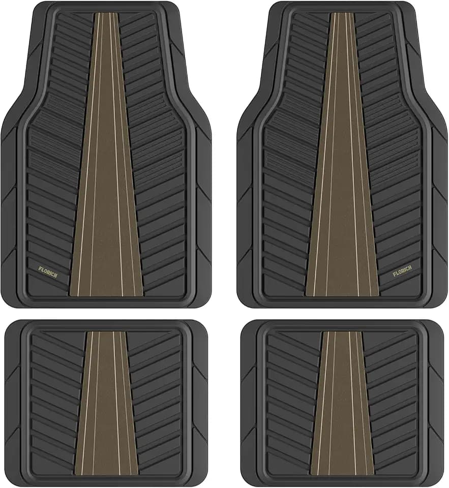 FLORICH Car Floor Mats, Heavy Duty Floor Mats for Cars, 4 Piece All-Weather Floor Mats with Anti-Slip Backing, Waterproof Universal Trim-to-Fit, Automotive Floor Mat for Cars SUV Trucks