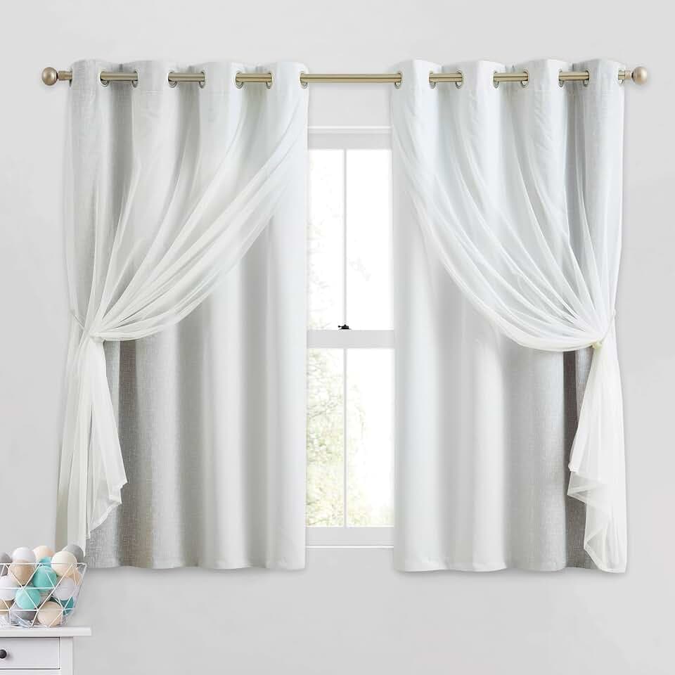 Ombre 100% Blackout Curtains Bedroom Grey White 52x54 2 Panels